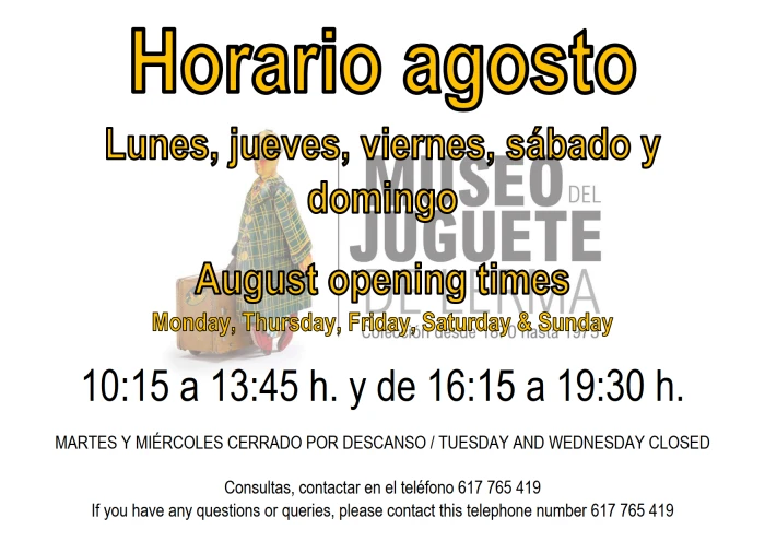Horario Agosto Museo del Juguete de Lerma 2025